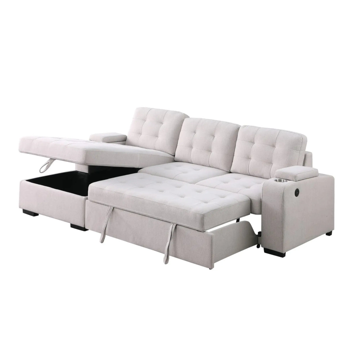 Lennox Sectional Sleeper Bed in Beige Brassex