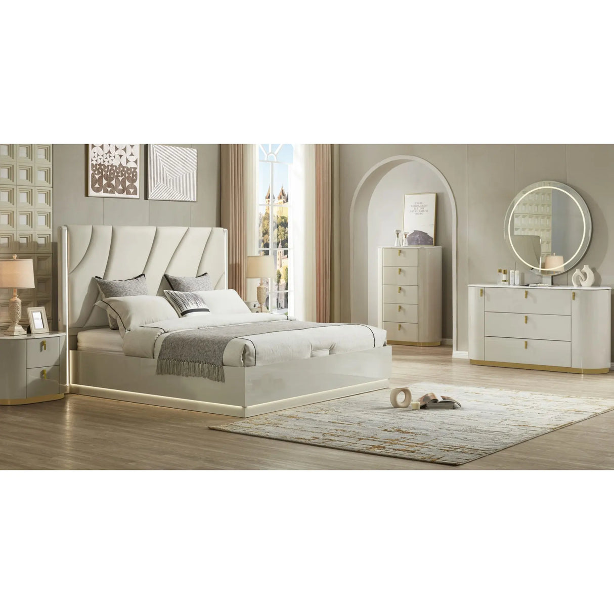 2406 Hydraulic Storage Bed in Beige VFI