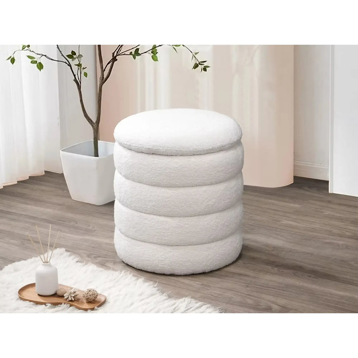 6240 Storage Ottoman in Beige Complete Home Furnish