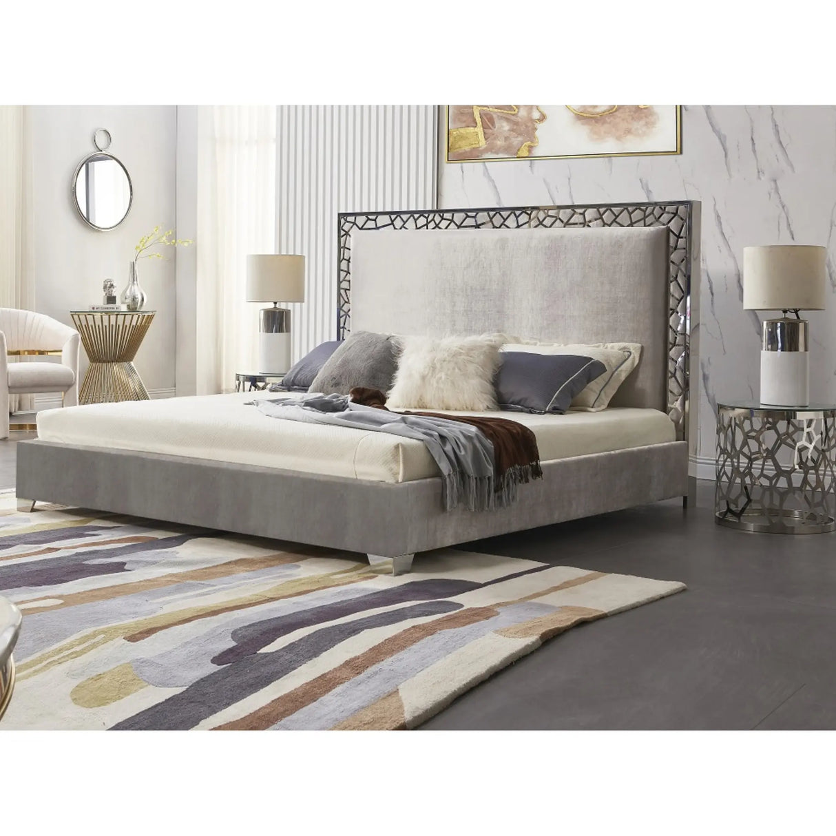 Wellington Platform Bed in Velvet Xcella