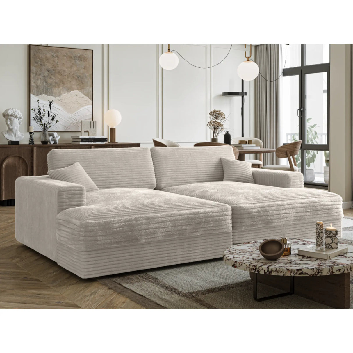 Phoenix Double Lounger in Beige Brassex