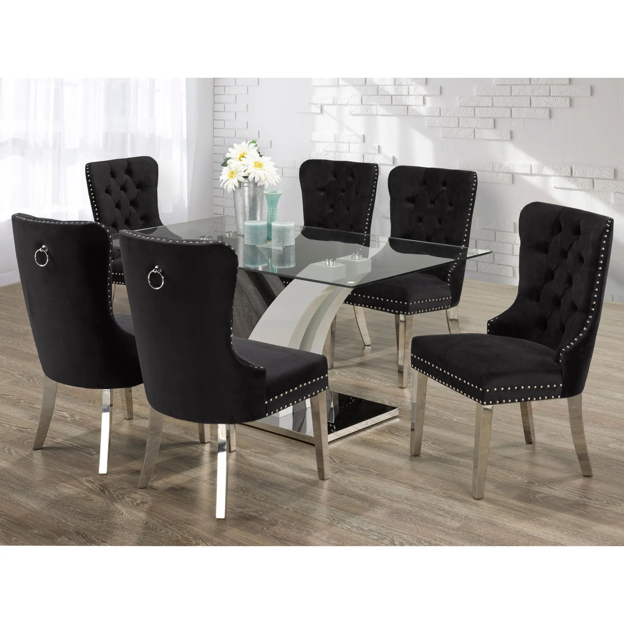4012 Two-Tone Dining Set Brassex