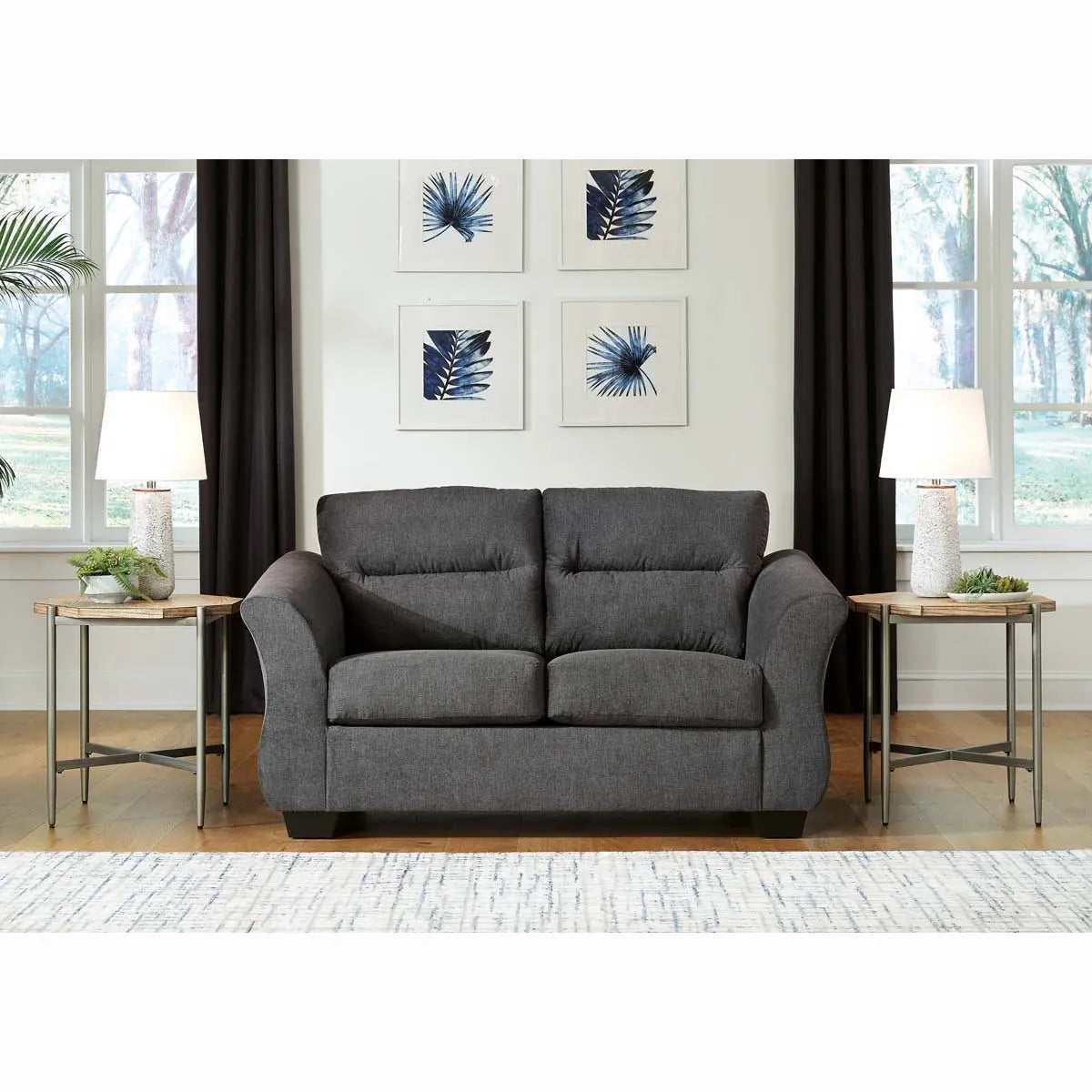 Ashley Miravel Loveseat in Gunmetal Signature Design by Ashley