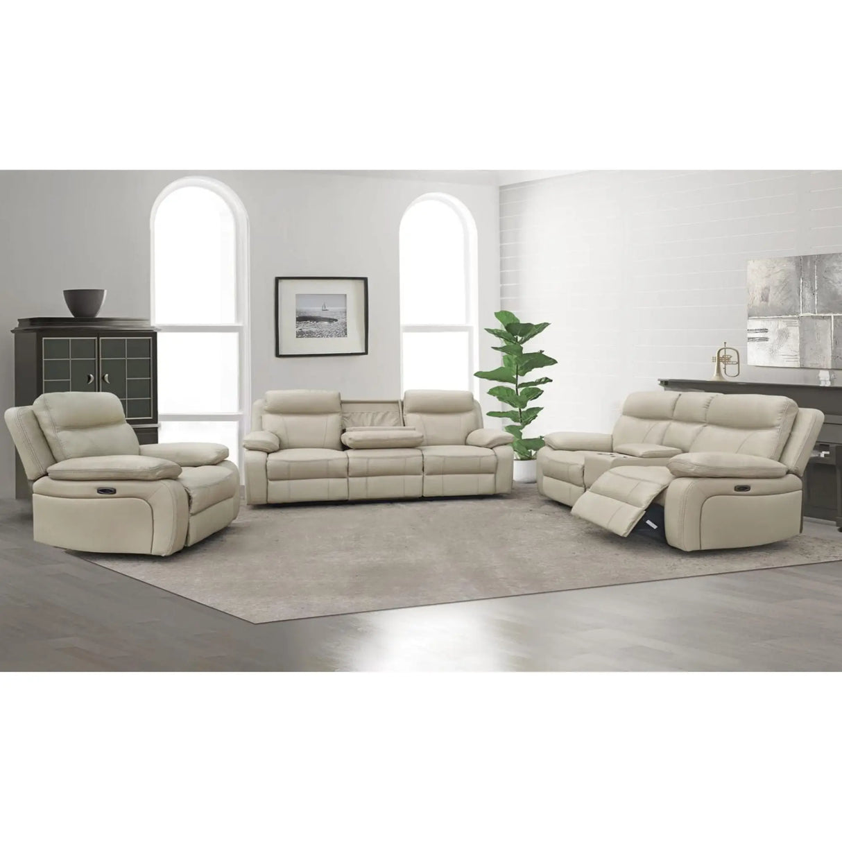 543 Genuine Leather Power Recliner Set Minhas