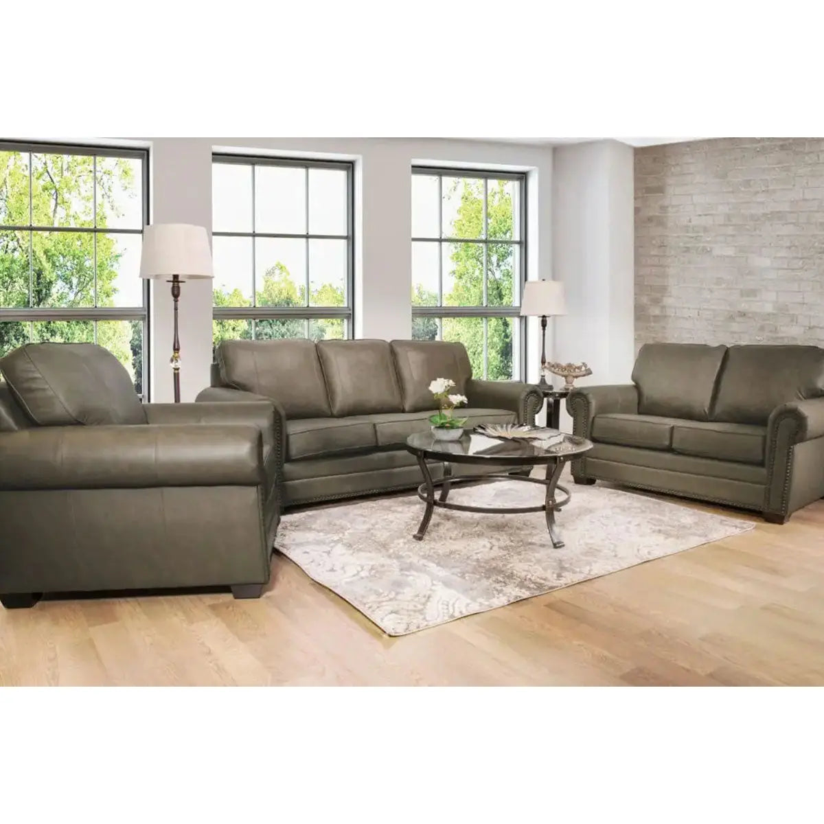 Fancy Leather Sofa Set in Cobblestone Sofa by Fancy