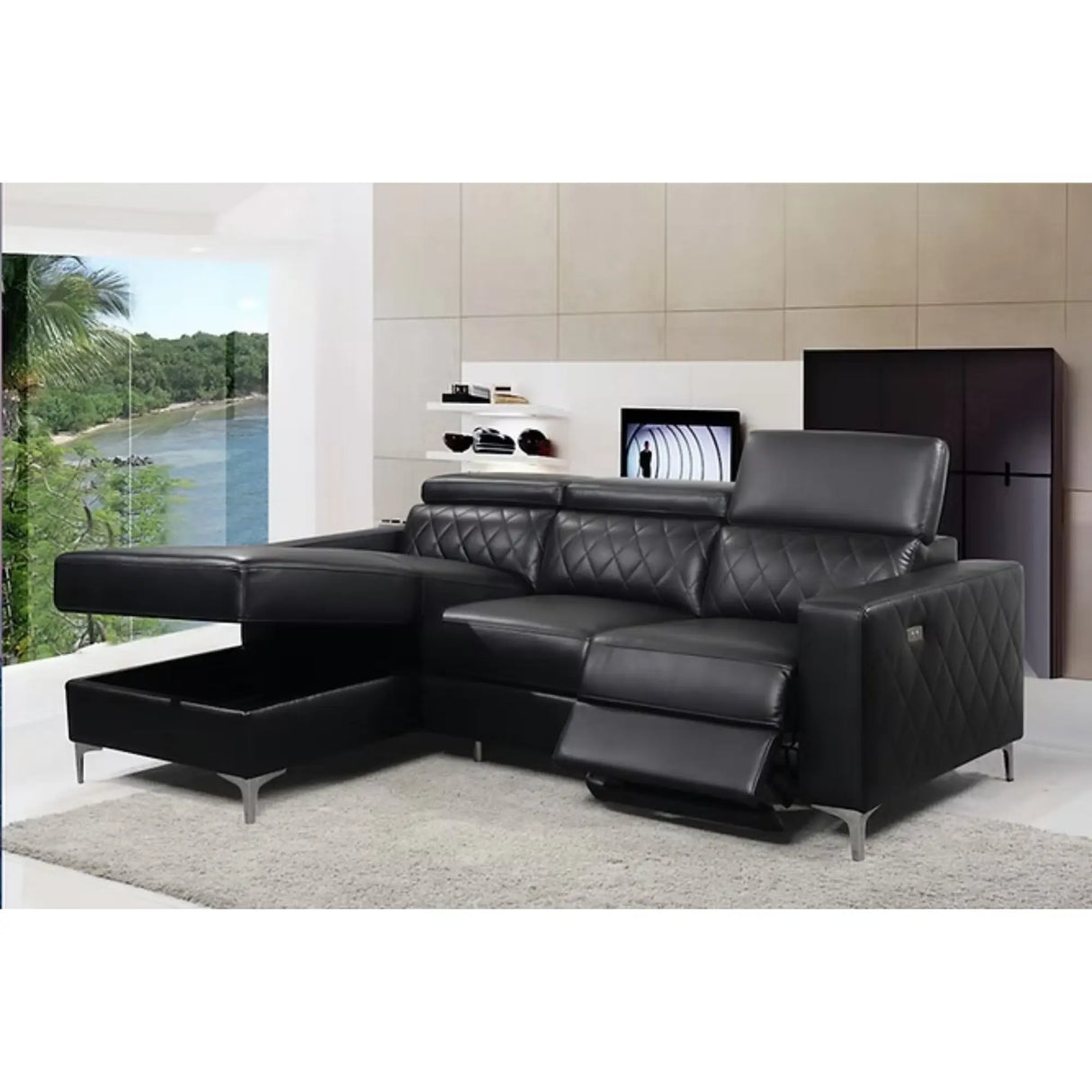 9020 Sectional in Black I.F.Furniture