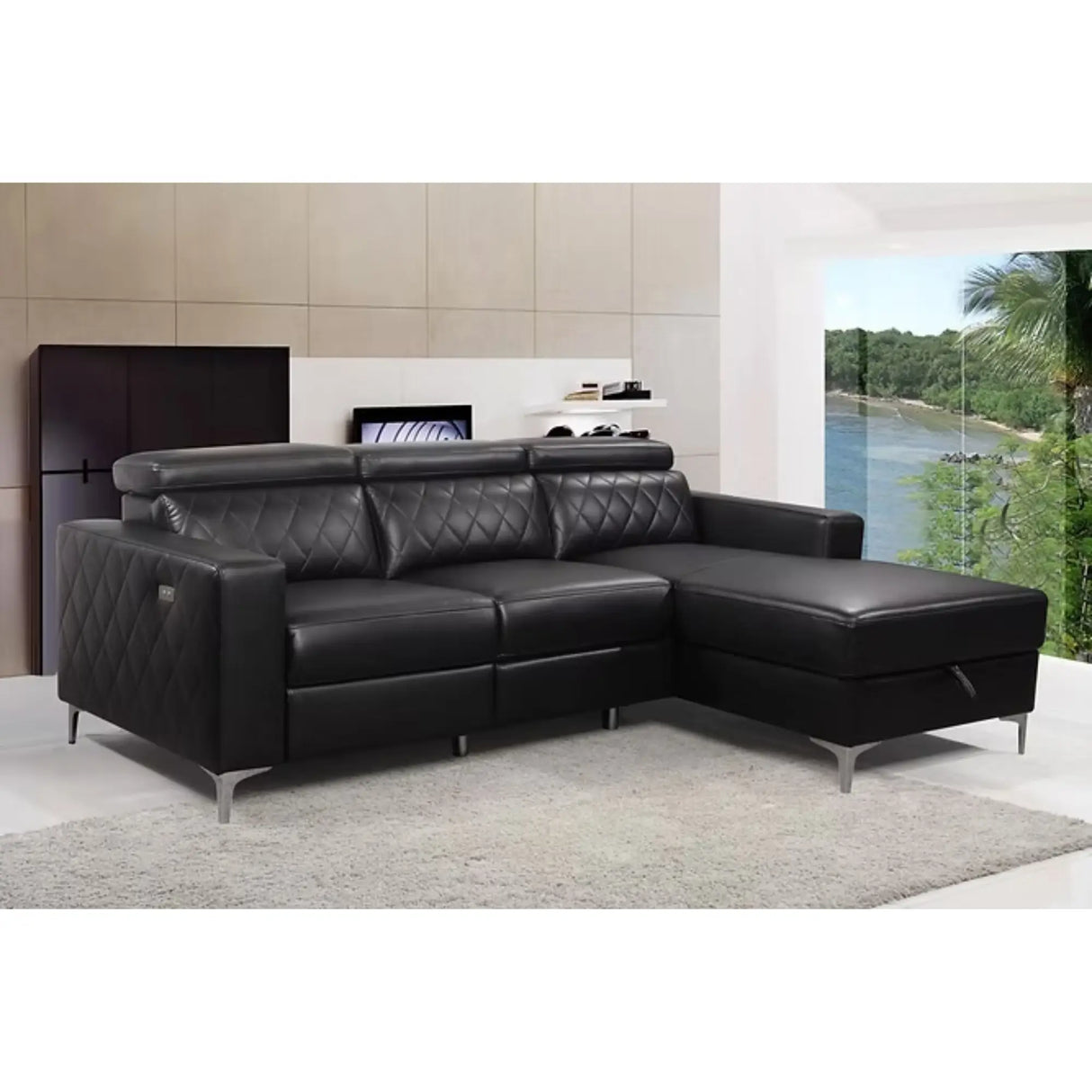 9021 Sectional in Black I.F.Furniture