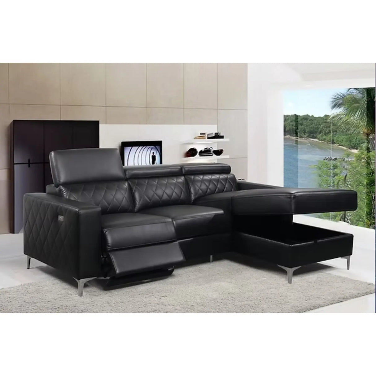 9021 Sectional in Black I.F.Furniture