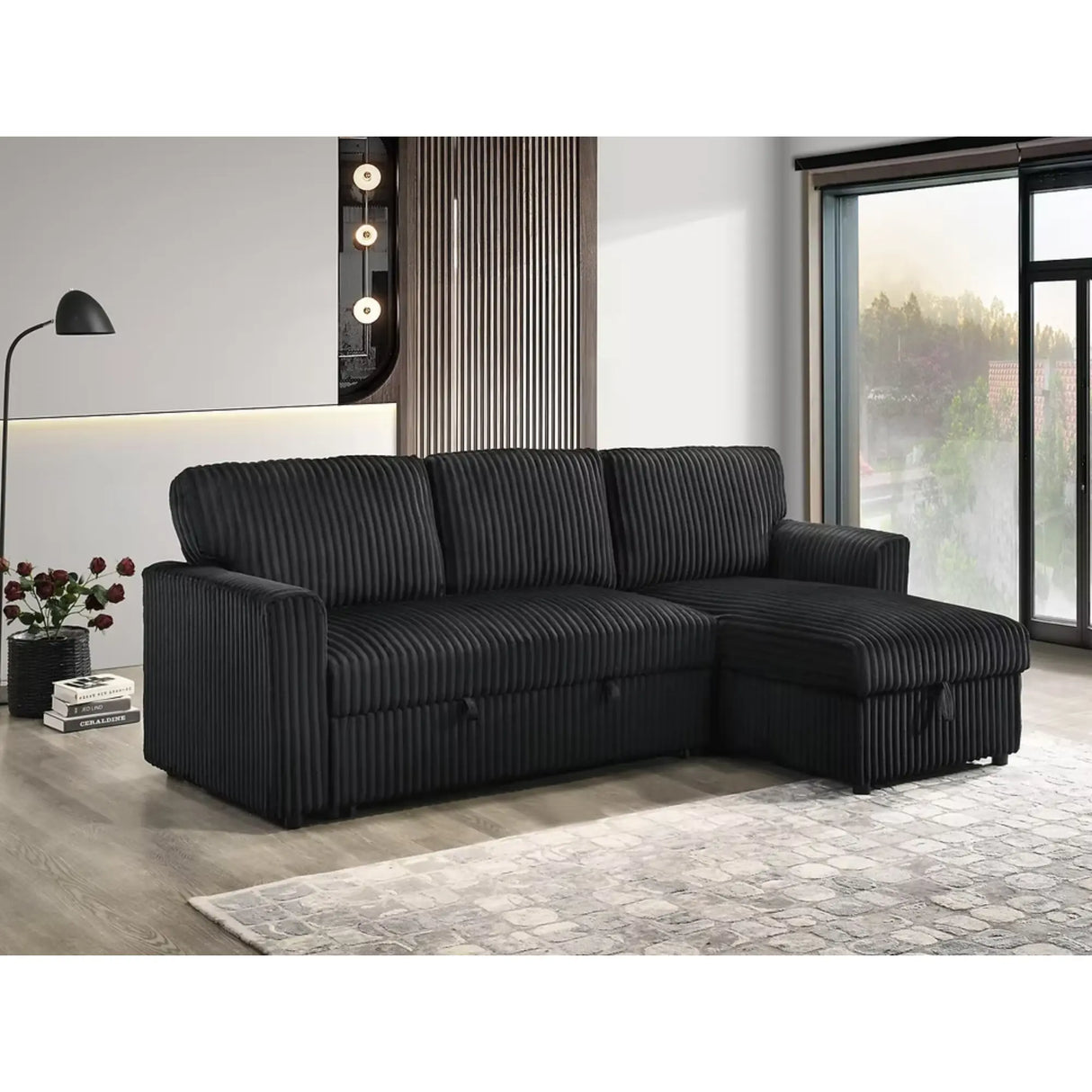 9024 Sofa Bed Sectional in Black I.F.Furniture