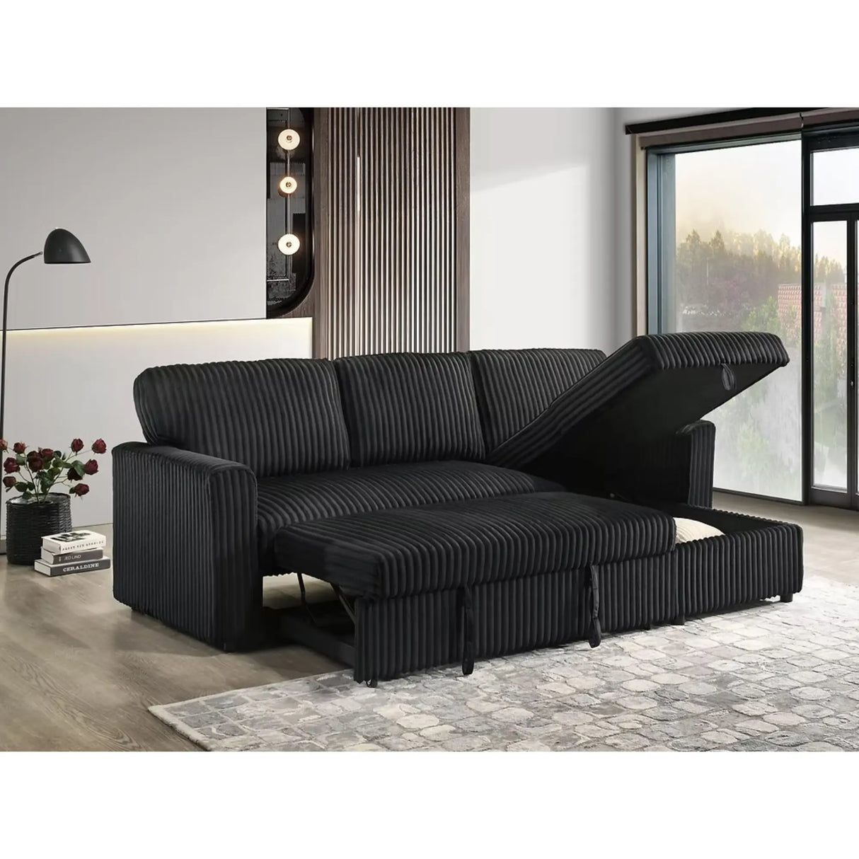 9024 Sofa Bed Sectional in Black I.F.Furniture