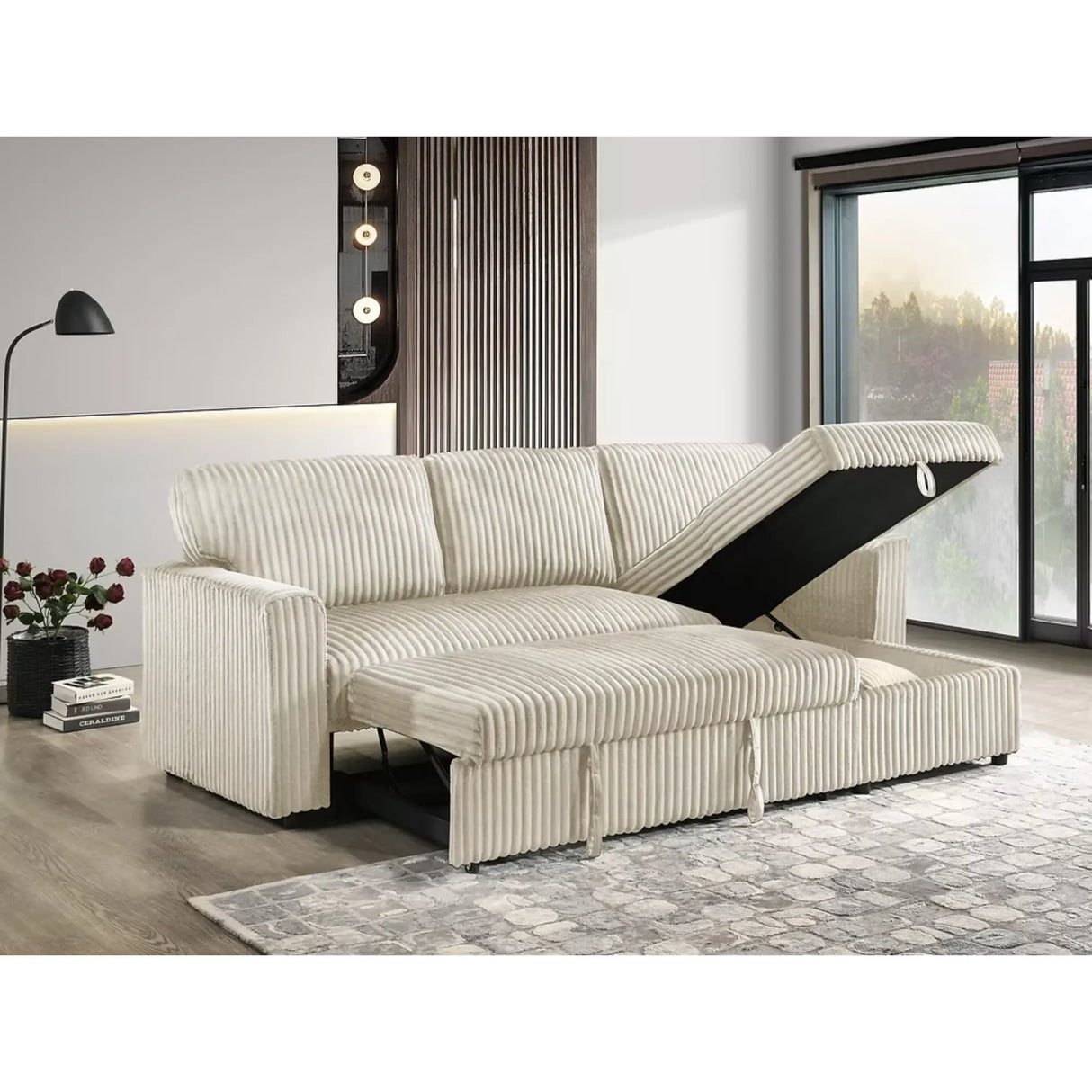 9026 Sofa Bed Sectional in Cream I.F.Furniture