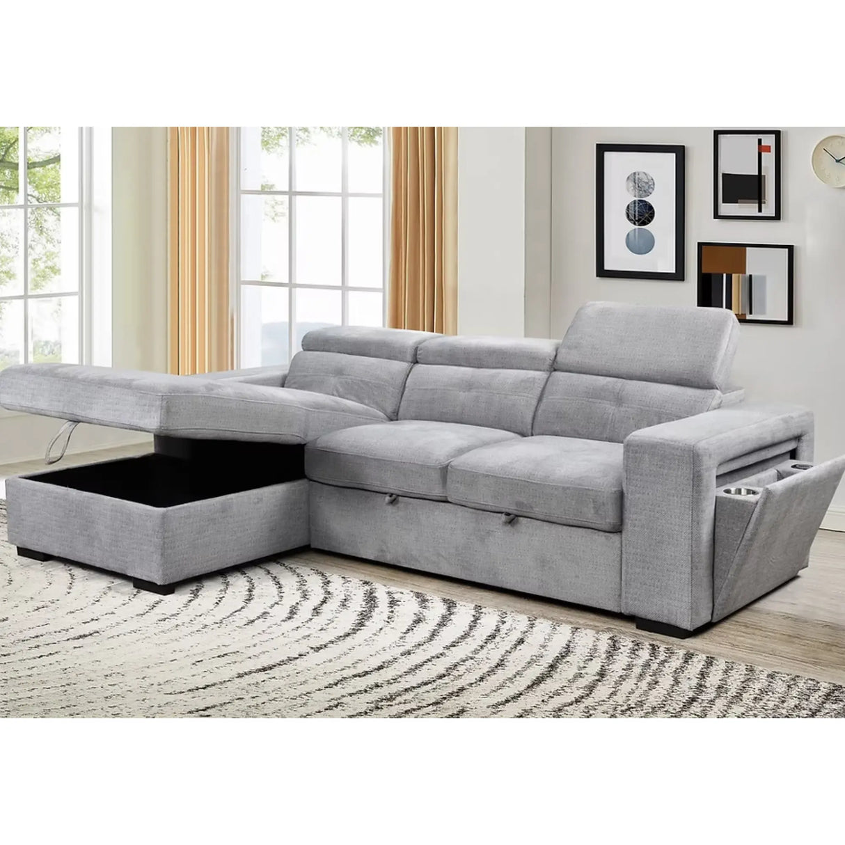 9080 Sofa Bed Sectional in Grey I.F.Furniture