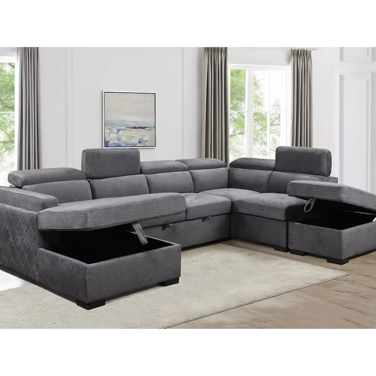 9090 Sofa Bed Sectional in Grey I.F.Furniture