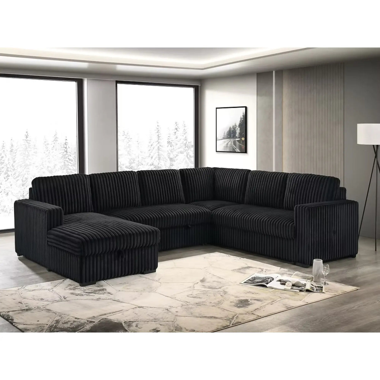 9095 Sofa Bed Sectional in Black I.F.Furniture