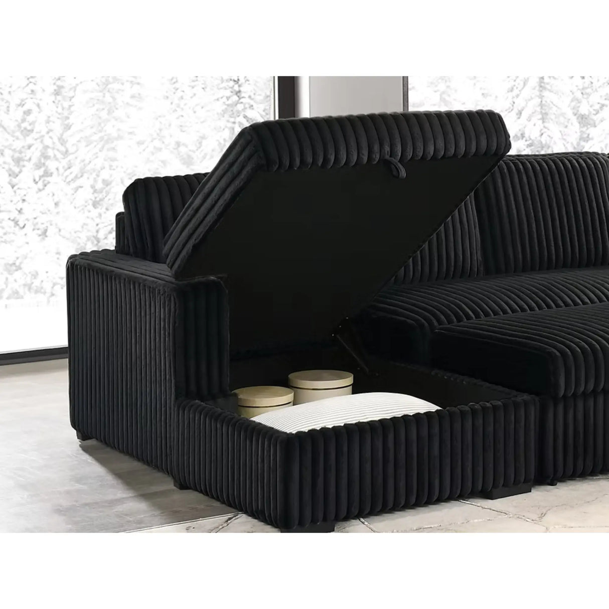 9095 Sofa Bed Sectional in Black I.F.Furniture