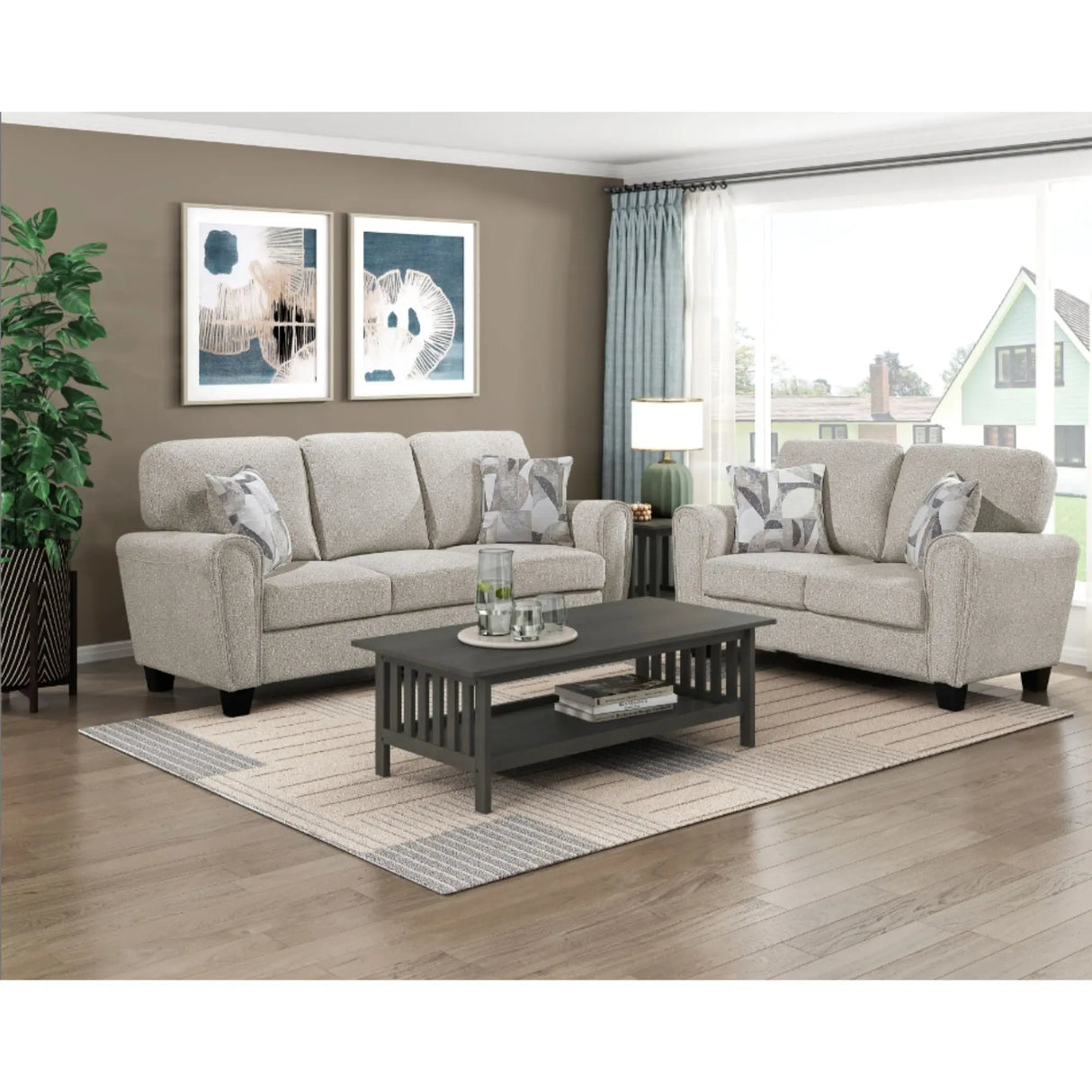 9214NPG Sofa Set in Pebble M.A.Z