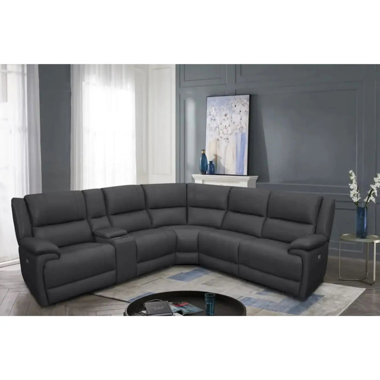 Alexandria Genuine Leather Power Recliner Sectional Trendz