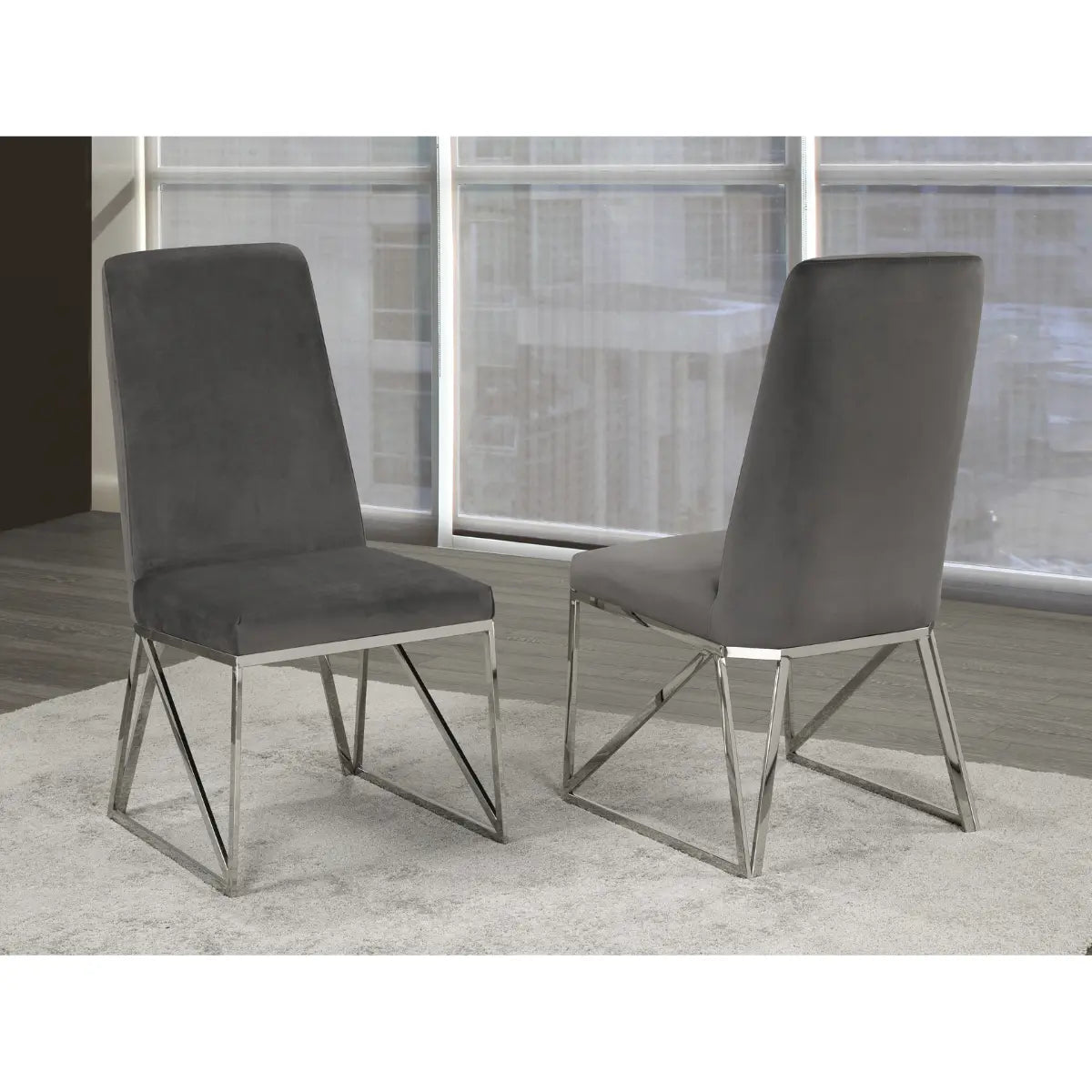 Ariela Dining Chair Set in Grey Brassex