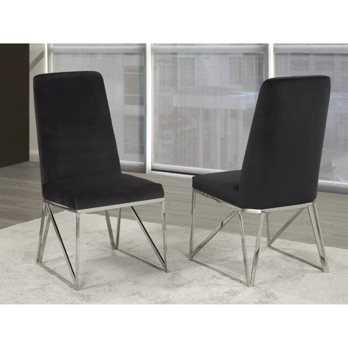 Ariela Dining Chair Set in Black Brassex