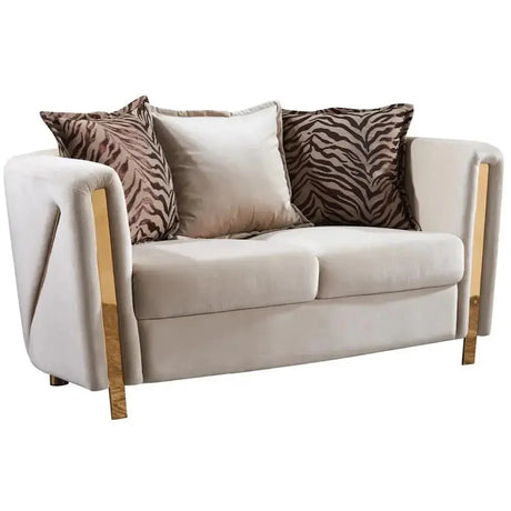 Chanelle Fabric Loveseat in Grey/Beige Matrix Furniture