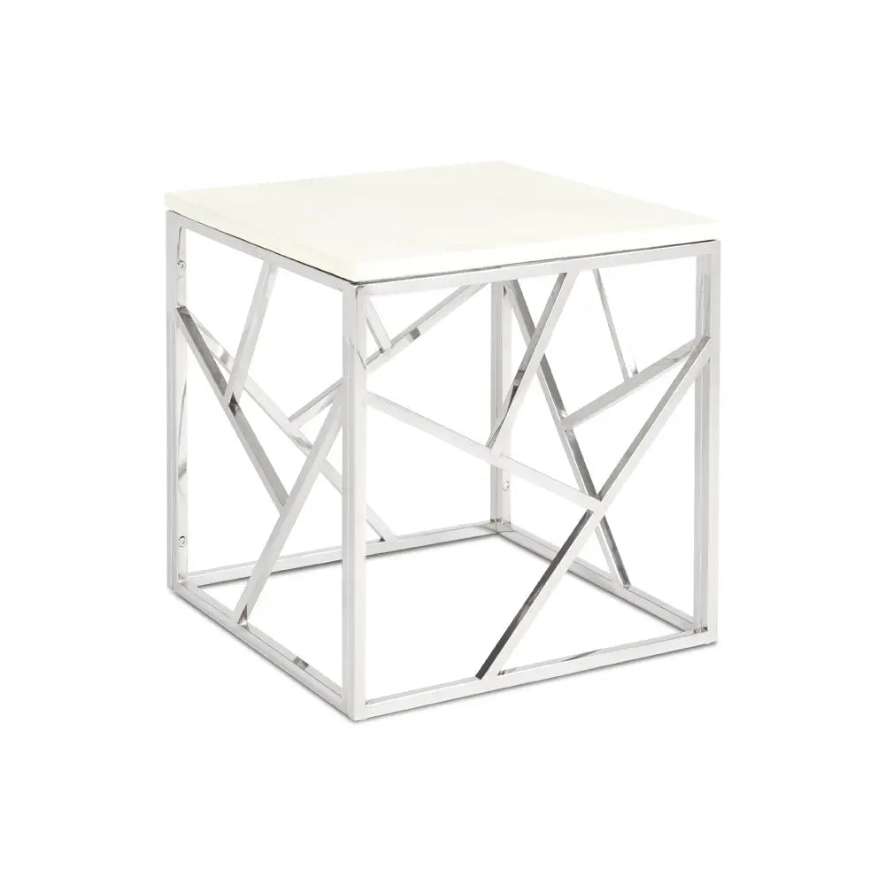 CAROLE Faux Marble End Table - Silver