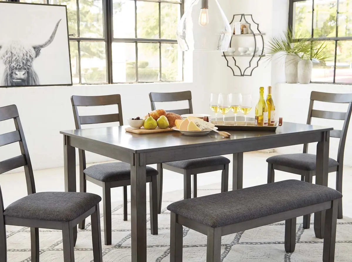 Ashley Bridson 6Pc Dining Set in Grey - Complete Home Furnish