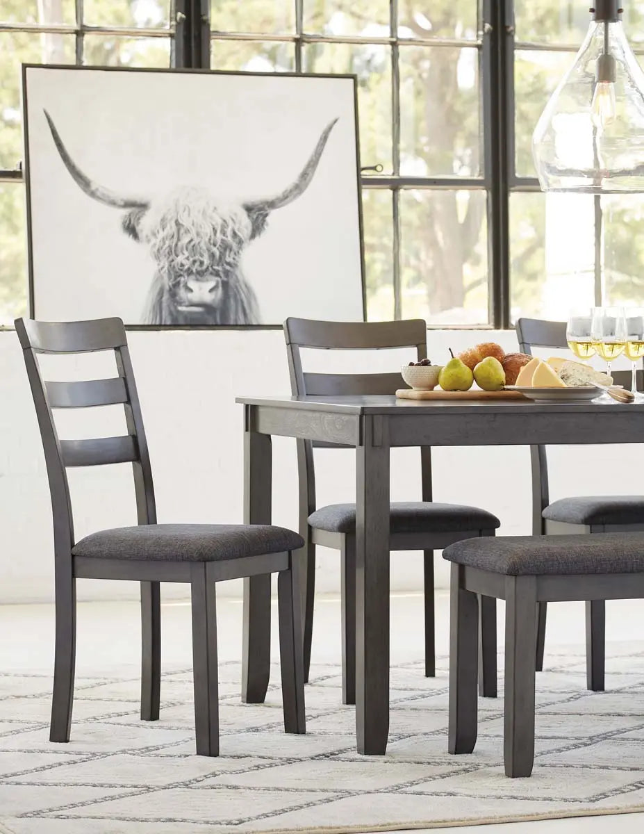 Ashley Bridson 6Pc Dining Set in Grey - Complete Home Furnish