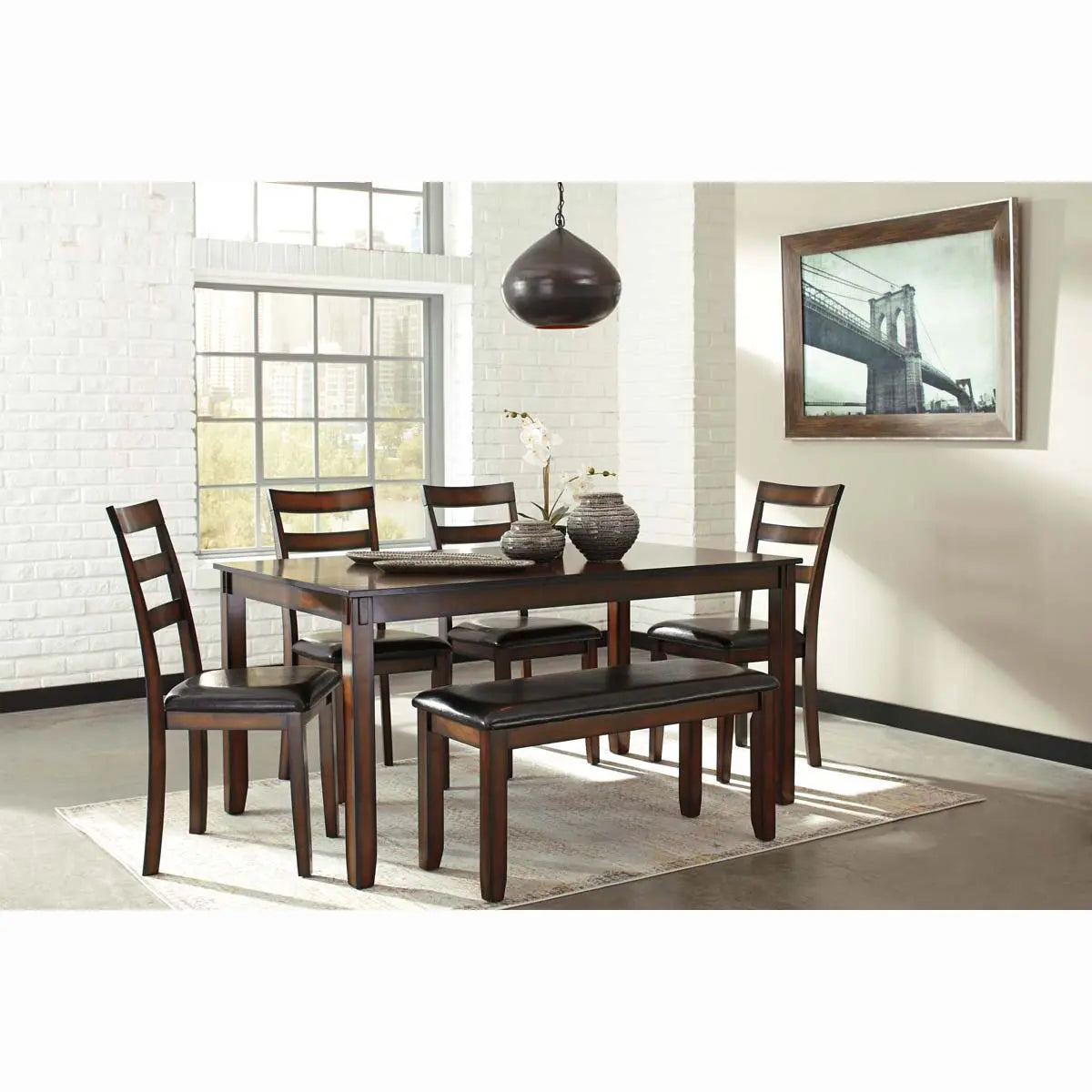 Ashley Coviar 6Pc Dining Set in Brown - Complete Home Furnish