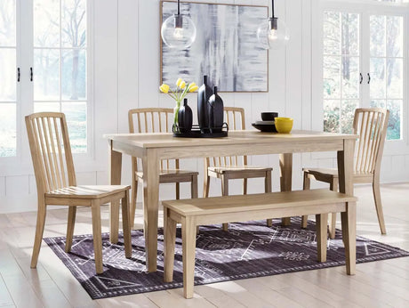 Ashley Gleanville 6Pc Dining Set in Light Brown - Complete Home Furnish
