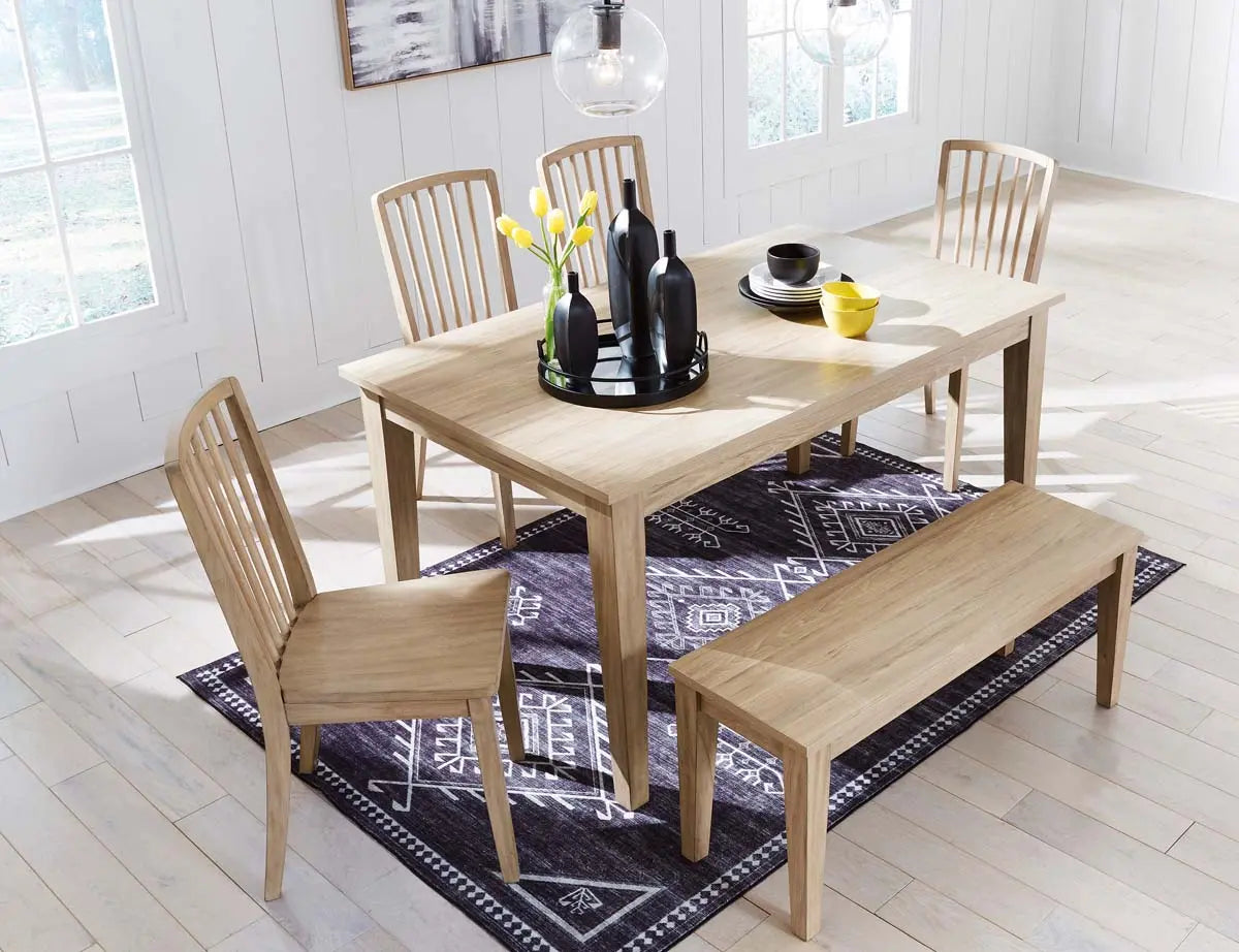 Ashley Gleanville 6Pc Dining Set in Light Brown - Complete Home Furnish