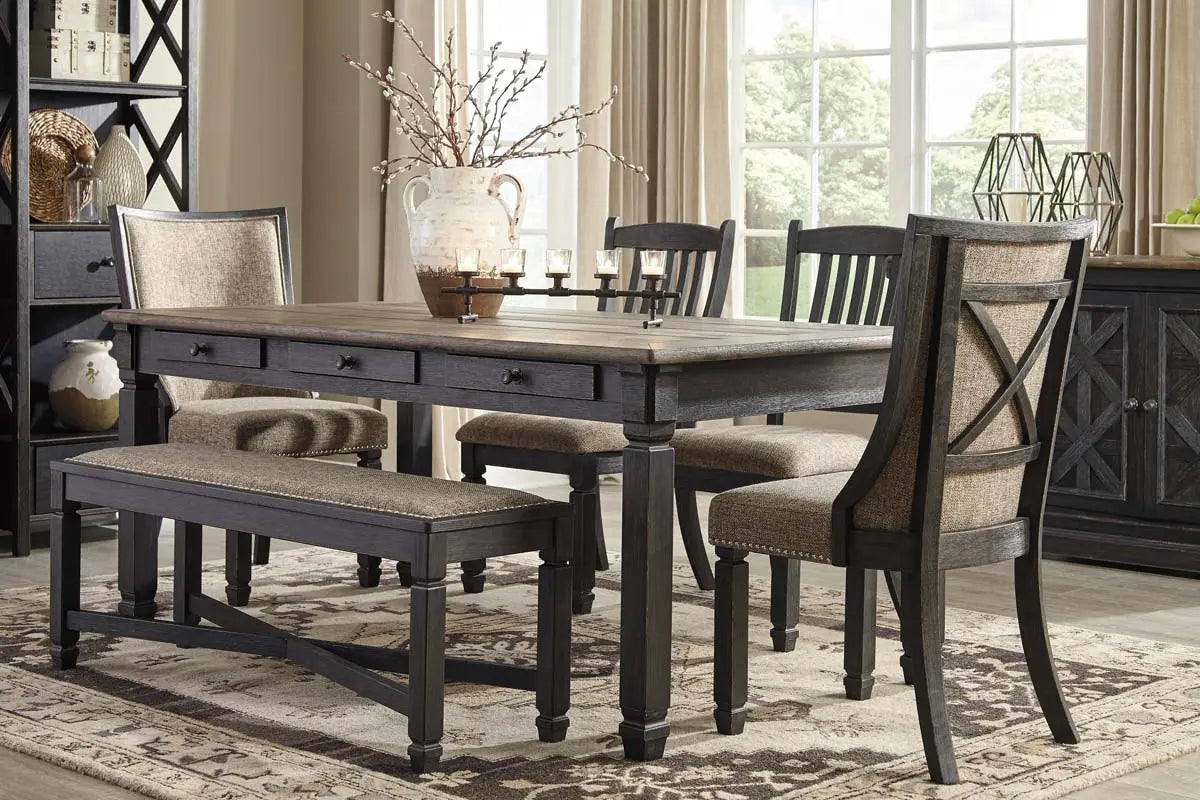Ashley Tyler Creek 6Pc Dining Set in Two-Tone with Arm Chairs - Complete Home Furnish