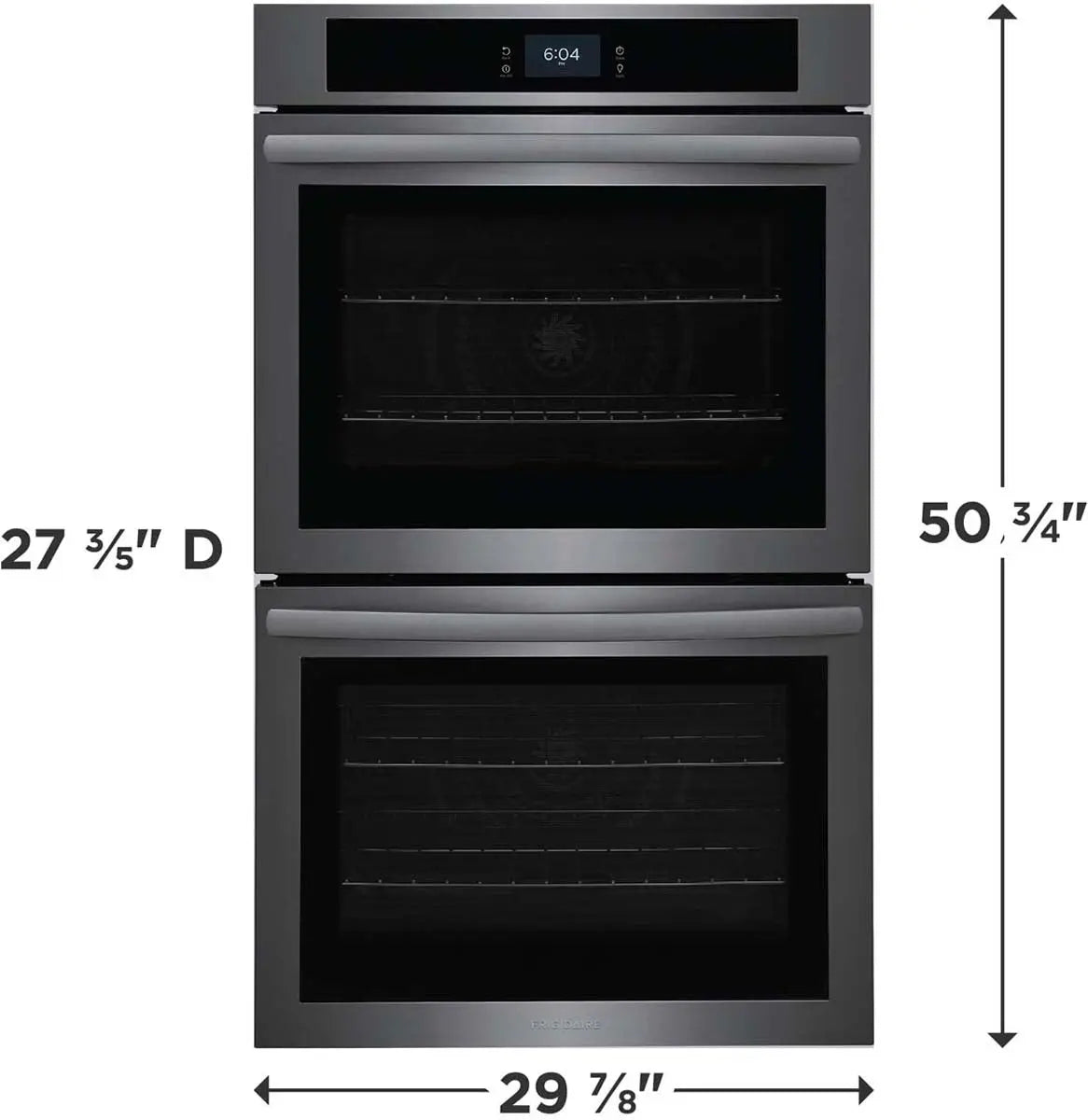 Frigidaire 30'' Double Electric Wall Oven with Fan Convection in Black Stainless Steel FCWD3027AD Frigidaire