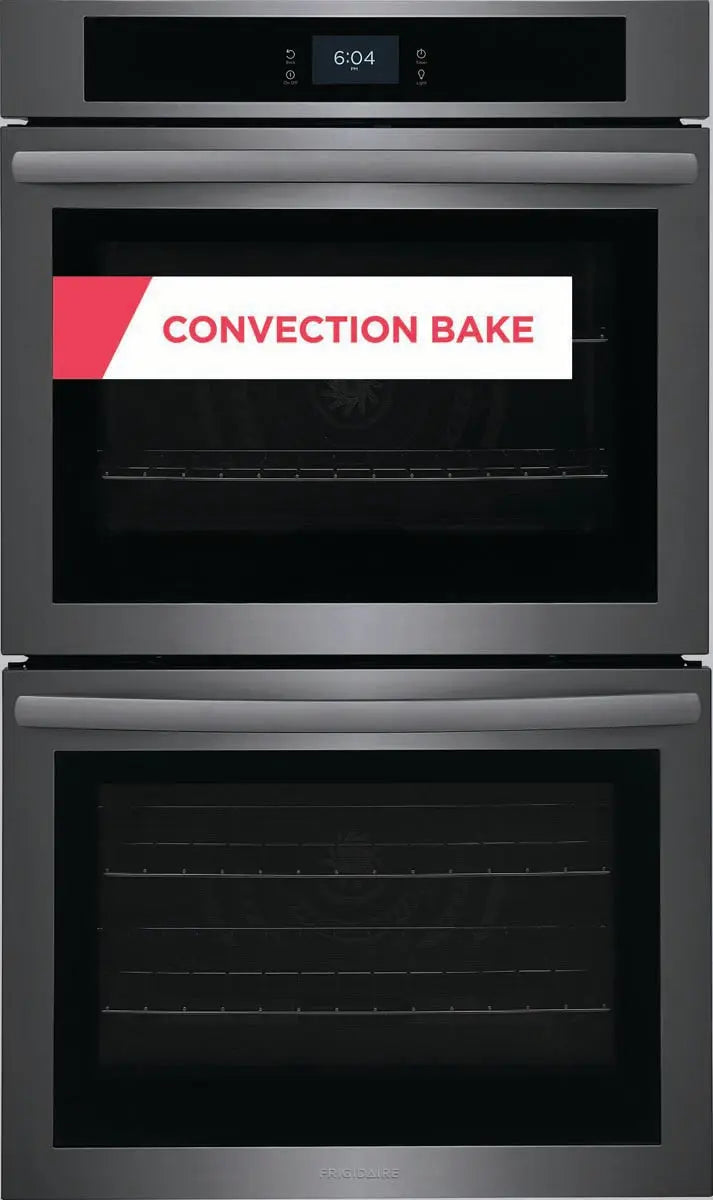 Frigidaire 30'' Double Electric Wall Oven with Fan Convection in Black Stainless Steel FCWD3027AD Frigidaire