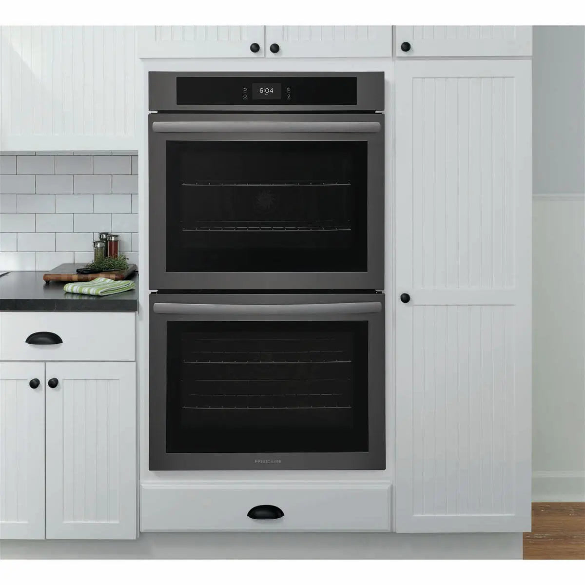 Frigidaire 30'' Double Electric Wall Oven with Fan Convection in Black Stainless Steel FCWD3027AD Frigidaire