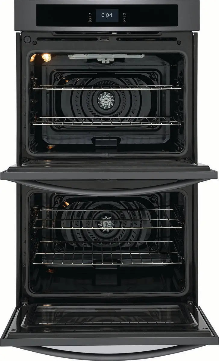 Frigidaire 30'' Double Electric Wall Oven with Fan Convection in Black Stainless Steel FCWD3027AD Frigidaire