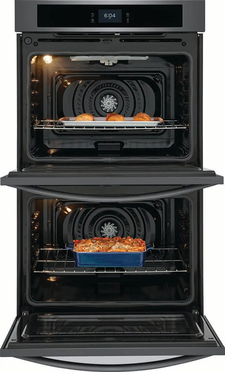 Frigidaire 30'' Double Electric Wall Oven with Fan Convection in Black Stainless Steel FCWD3027AD Frigidaire