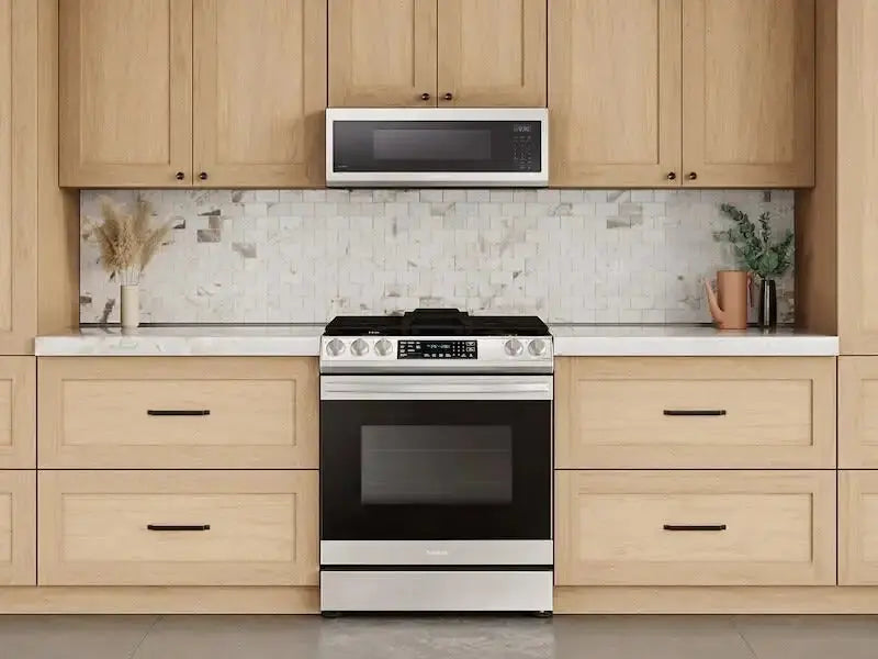 Samsung 1.1 cu.ft. 400 CFM Low Profile Over the Range Microwave in Stainless Steel ME11A7510DS - Complete Home Furnish