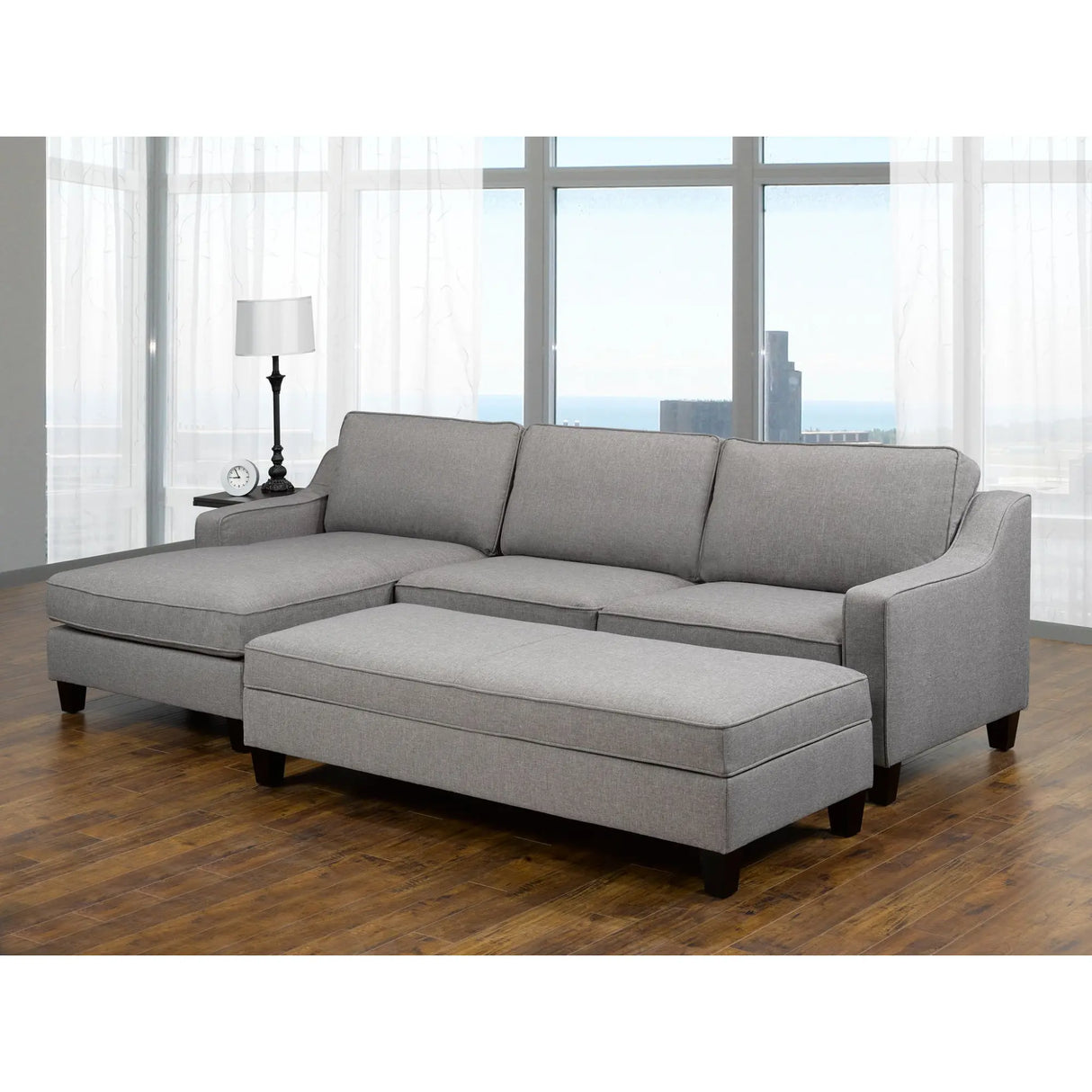 Mila Sectional with Storage Ottoman Brassex