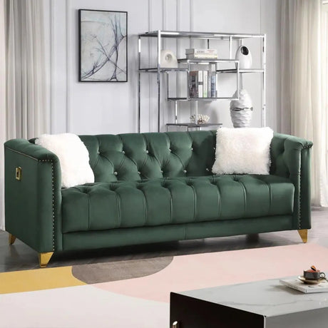 Russell 1764 Velvet Sofa Set in Green Matrix Furniture