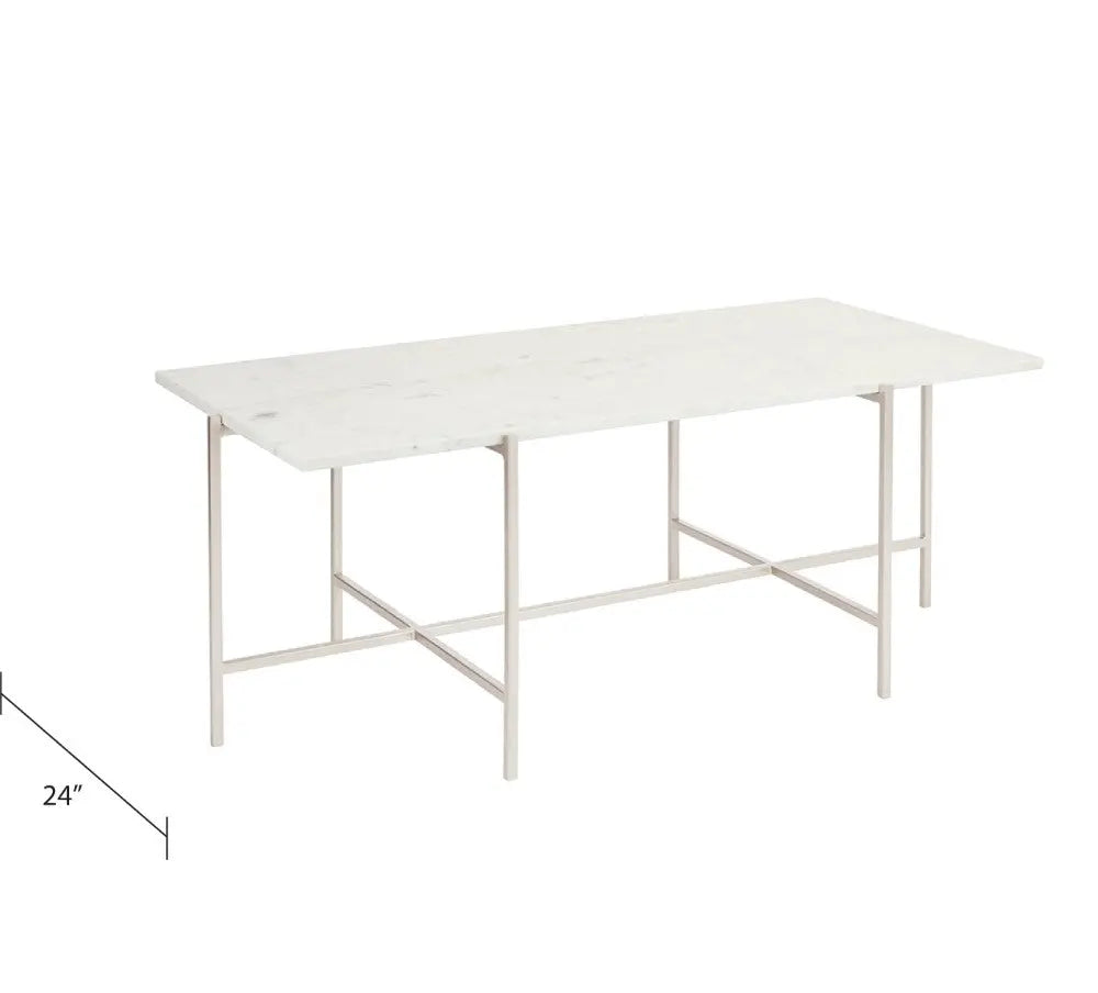 IDA White Marble Coffee Table - Silver - Xcella