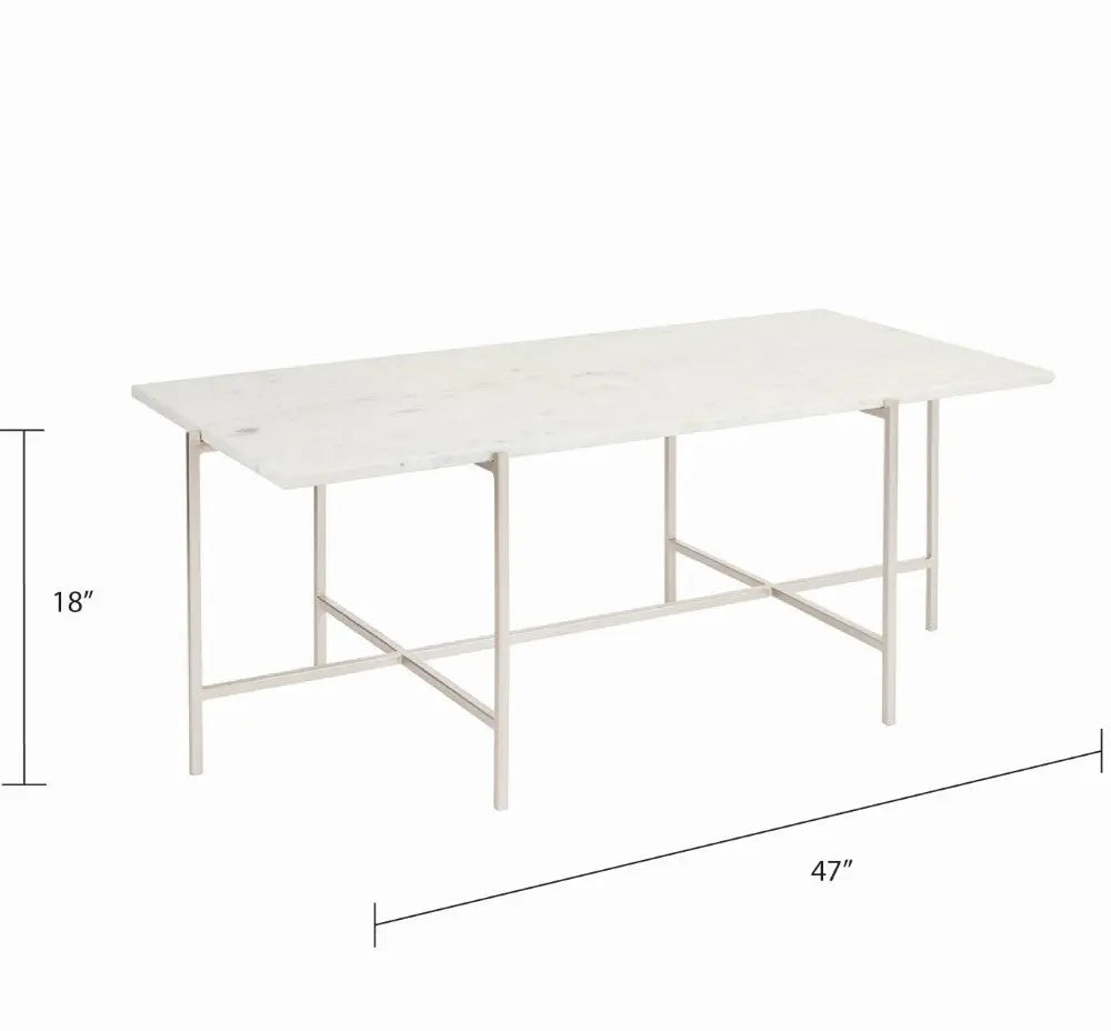 IDA White Marble Coffee Table - Silver - Xcella