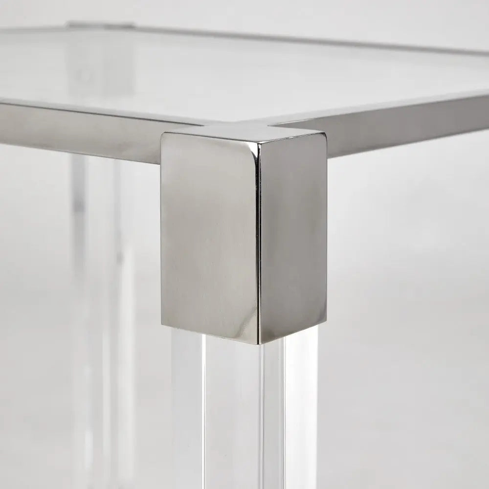 DUDLEY Acrylic End Table - Silver - Complete Home Furnish