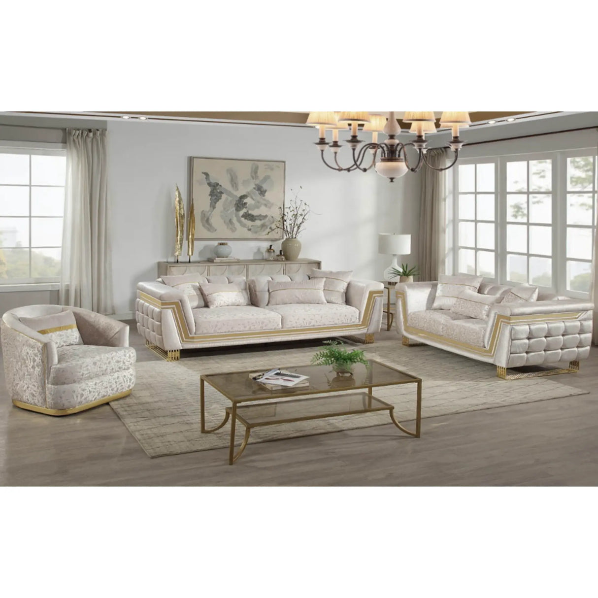 Azure Sofa Set in Cream Complete Home Furnish