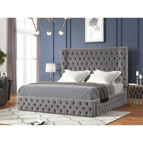 Beta Velvet Tufted Platform Bed Little Spills