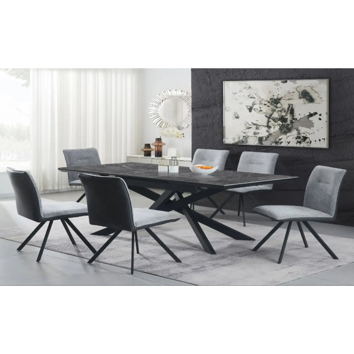 Ceramic Extension Dining Set Complete Home Furnish