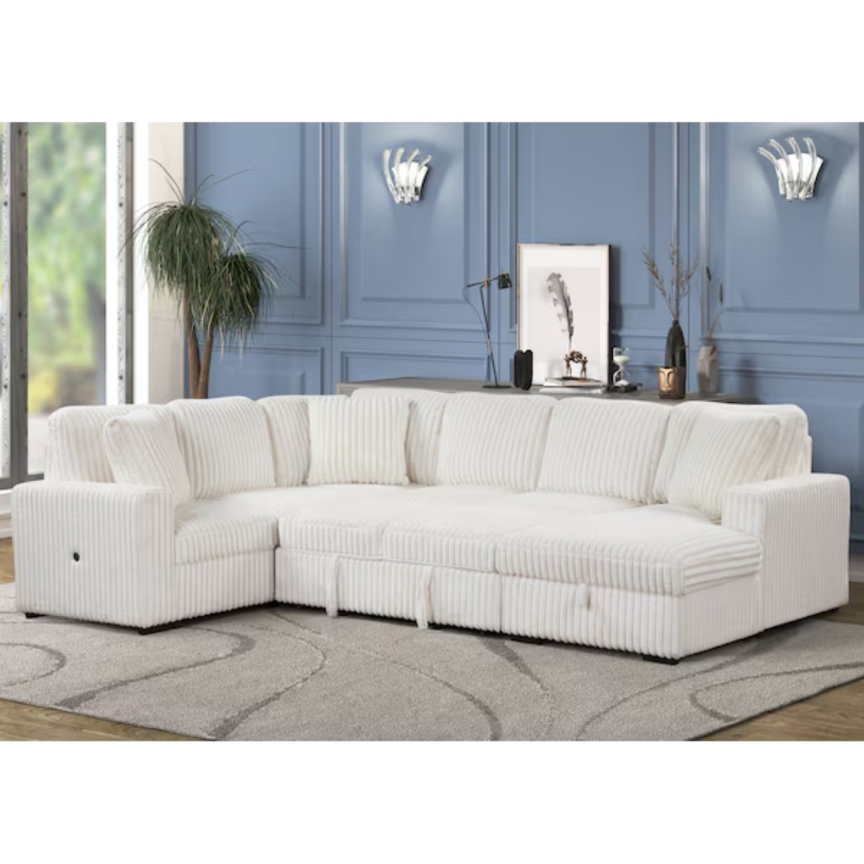 Grande Modern Sectional in Cream Galaxy