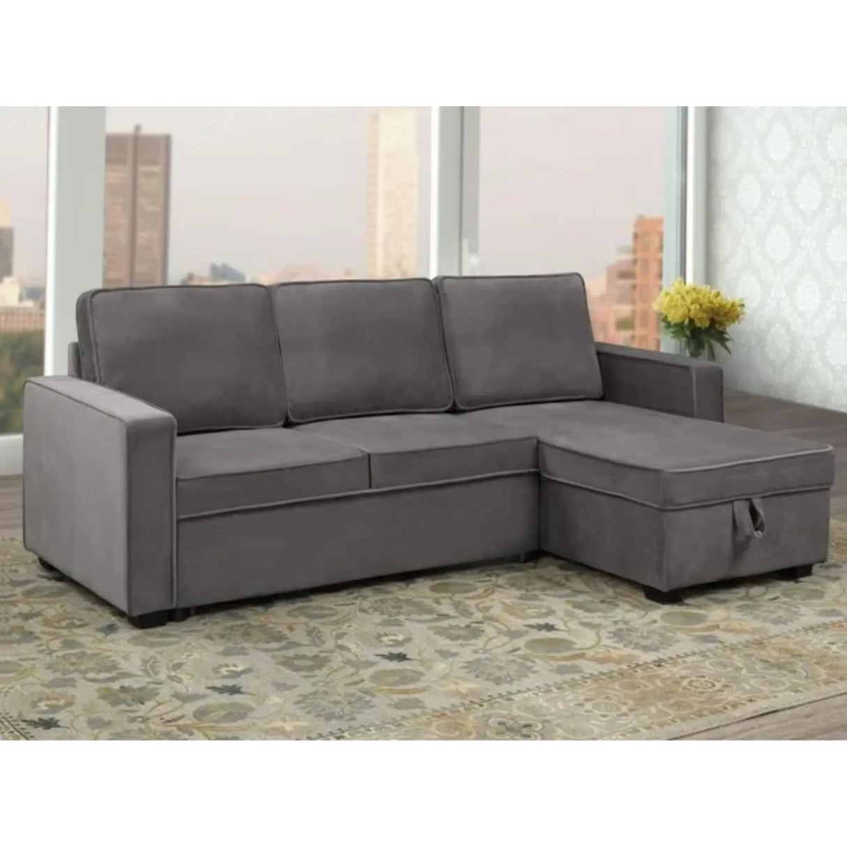 Ivana Sectional Sofa Bed in Grey Brassex