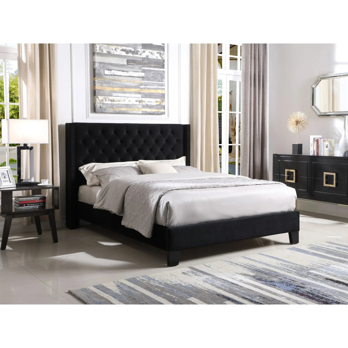 Jia Tufted Platform Bed Brassex