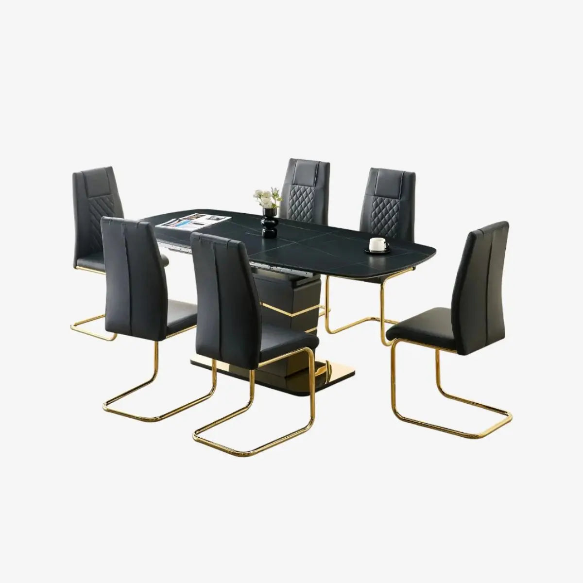 Lysa Extension Dining Set in Black Complete Home Furnish