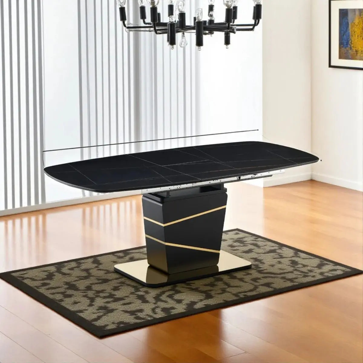 Lysa Extension Dining Set in Black Complete Home Furnish